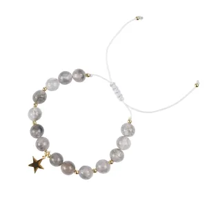 STONE BEAD BRACELET 8 MM COOL GREY