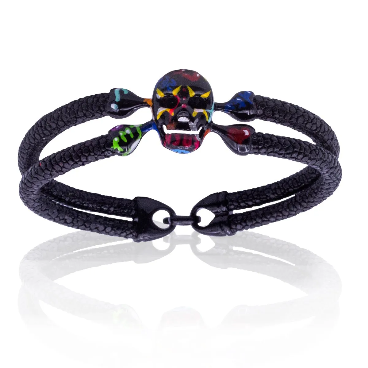 Street Art Edition Skull bracelet with Black PVD Skull