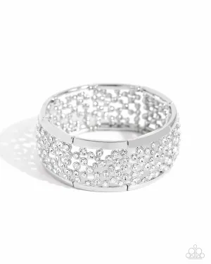 Subtly Scattered - White - Rhinestone Paparazzi Stretchy Bracelet - 2024 Empower Me Pink Exclusive