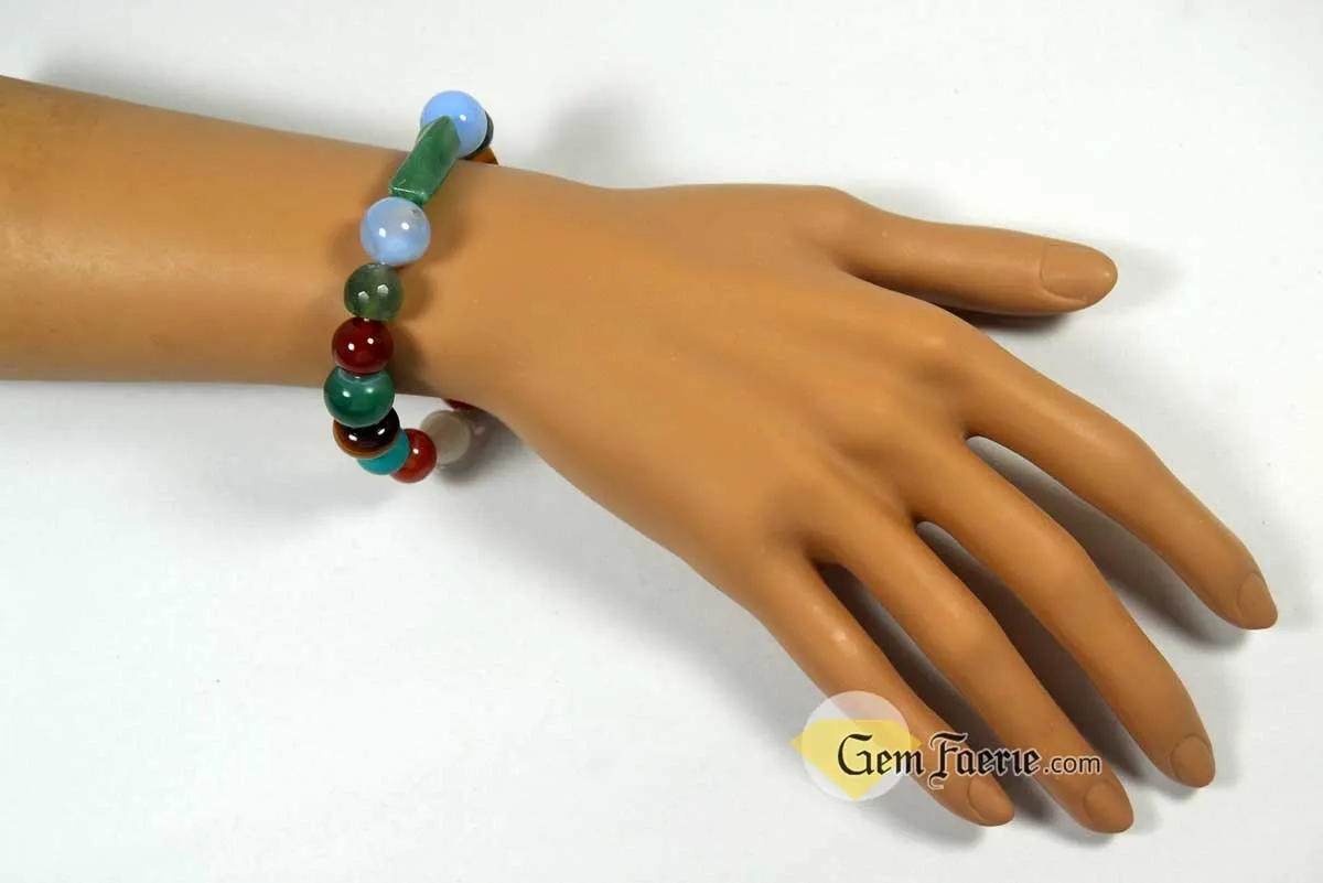 SUMMER BRACELET - Carnelian, Tiger Eye, Turquoise, Moonstone, Sardonyx, Green Agate, Yellow Jasper, Green Aventurine, Blue Chalcedony & Moss Agate