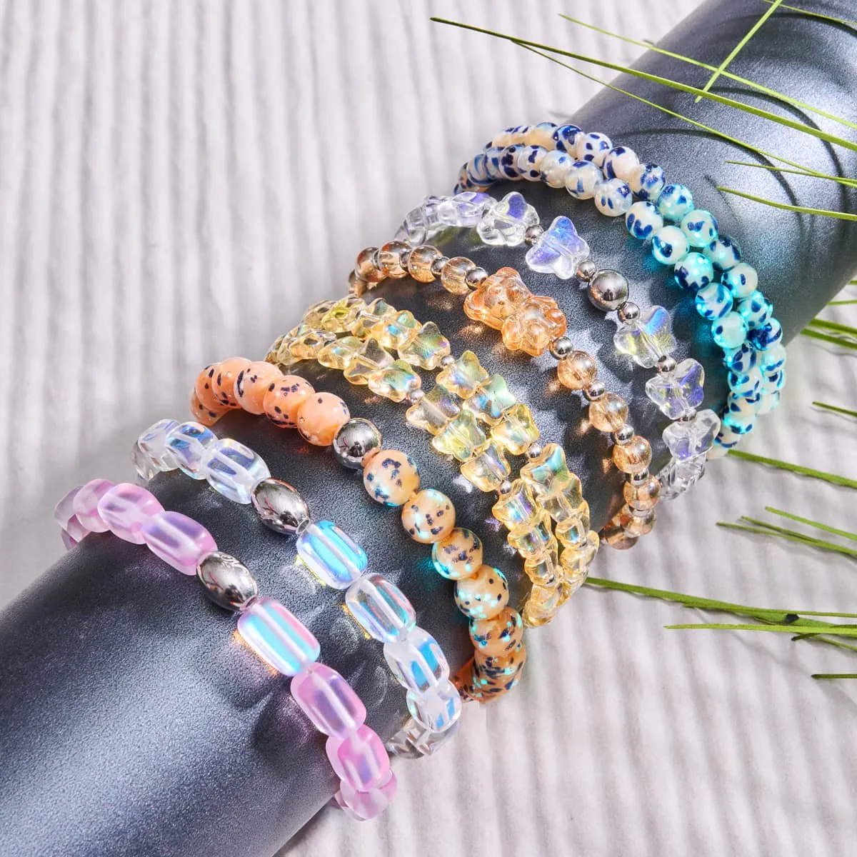 Tangerine Crystal | Shimmer Bear Bracelet | Orange x Silver