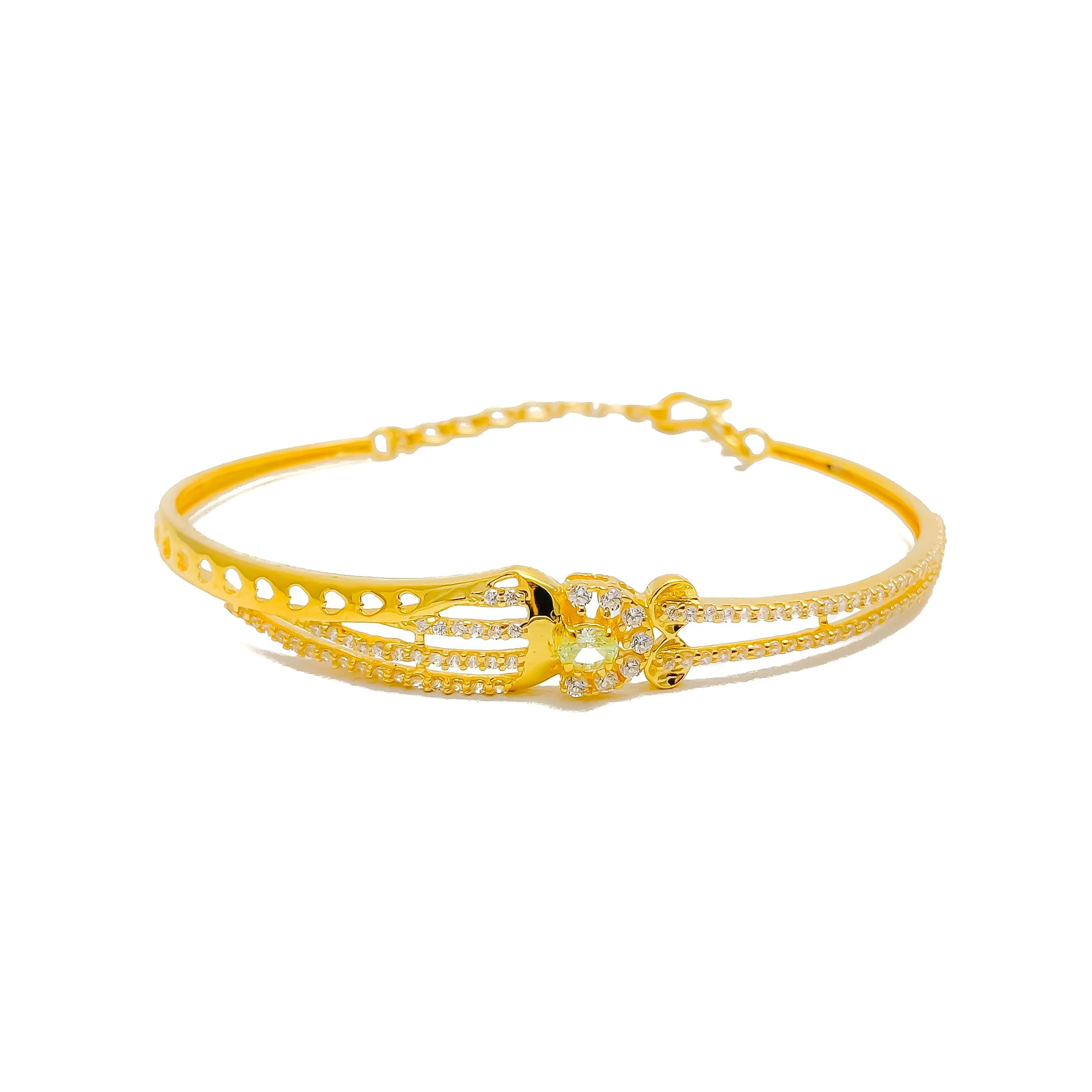 Tasteful Sparkling 22k Gold CZ Bangle Bracelet