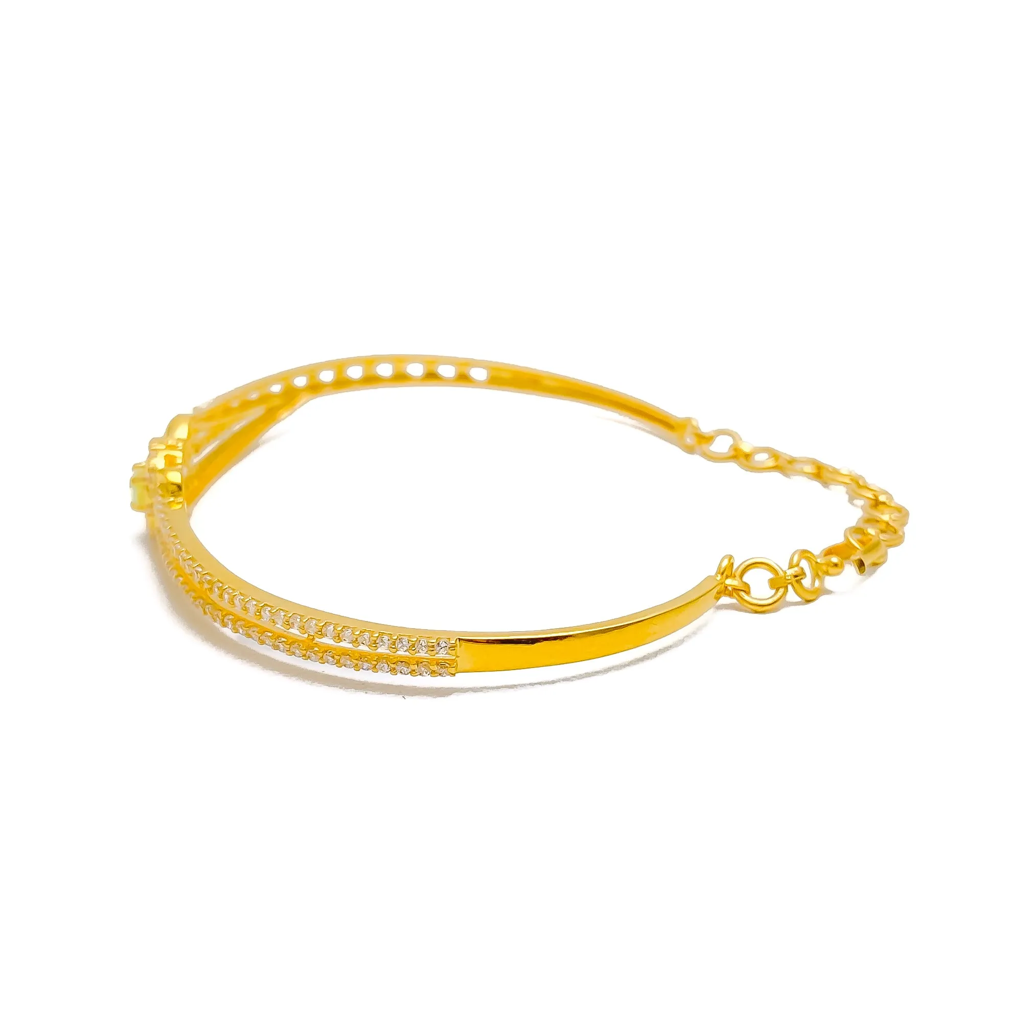 Tasteful Sparkling 22k Gold CZ Bangle Bracelet