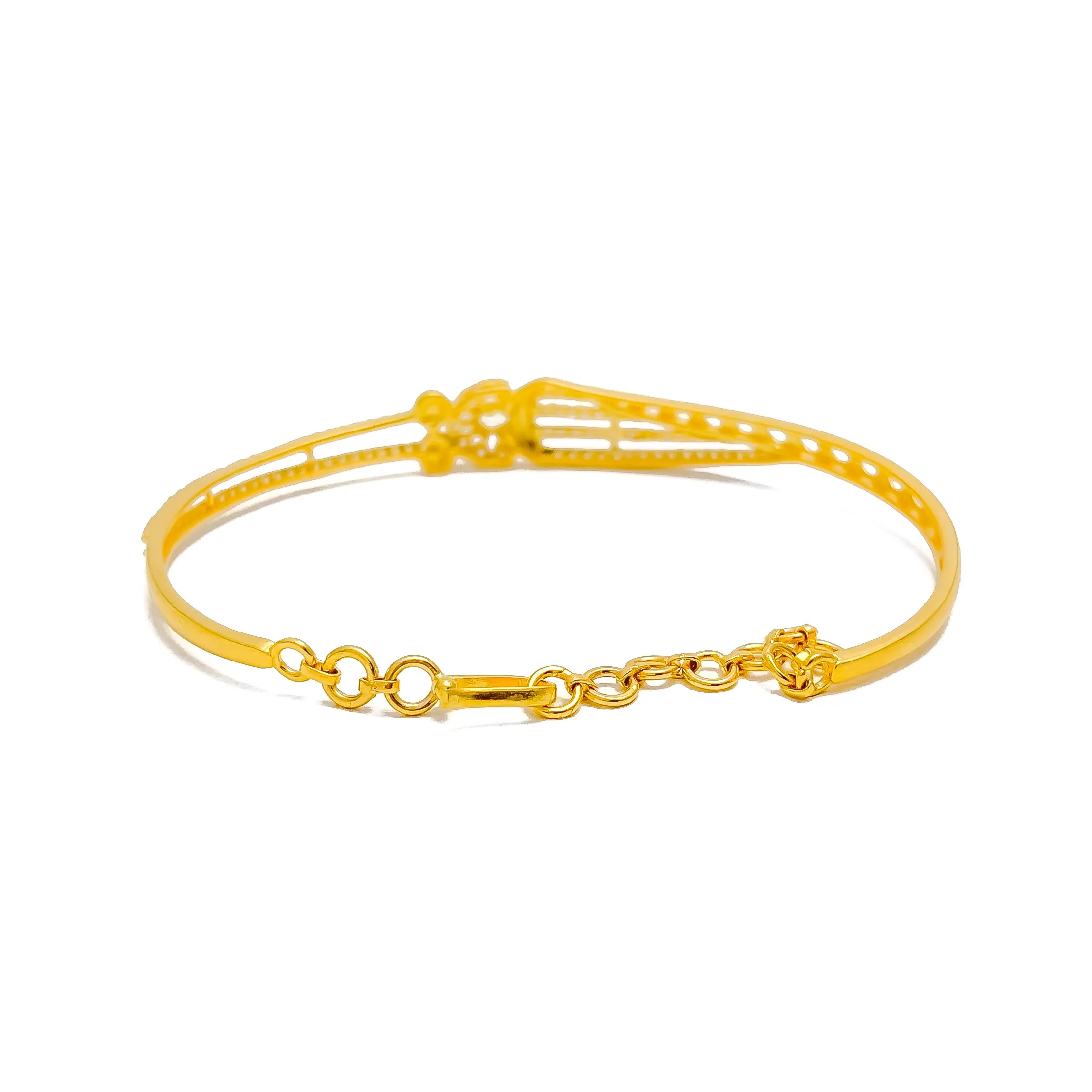 Tasteful Sparkling 22k Gold CZ Bangle Bracelet
