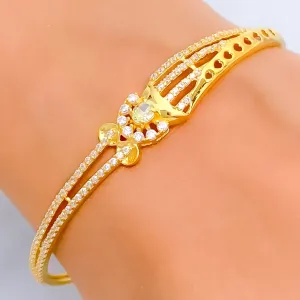 Tasteful Sparkling 22k Gold CZ Bangle Bracelet
