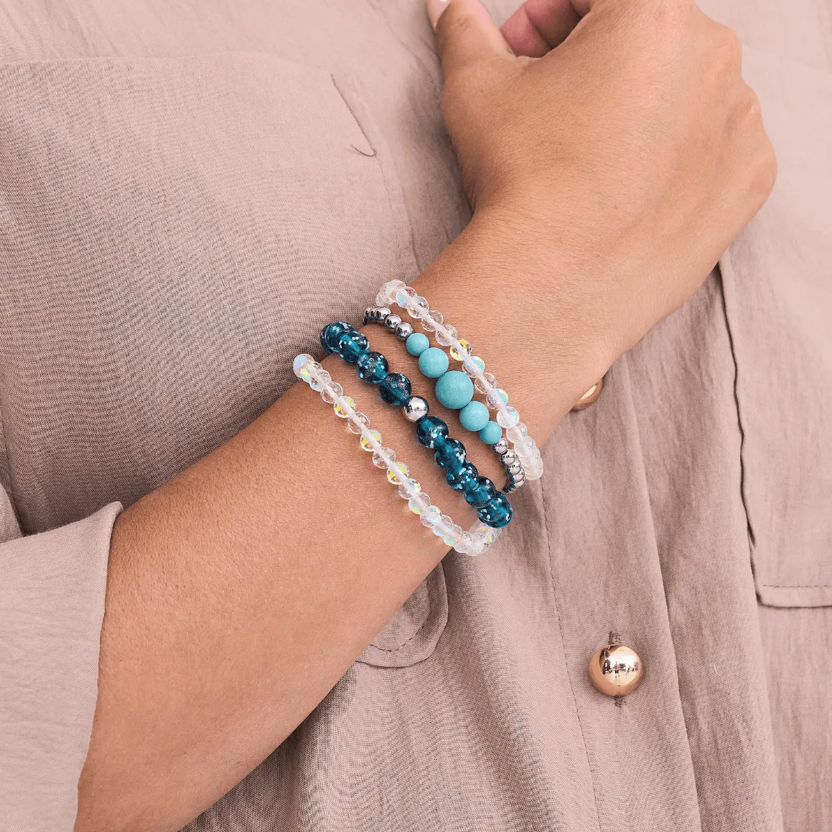 Teal | Silver | Lumos Ceramic Expression Bracelet