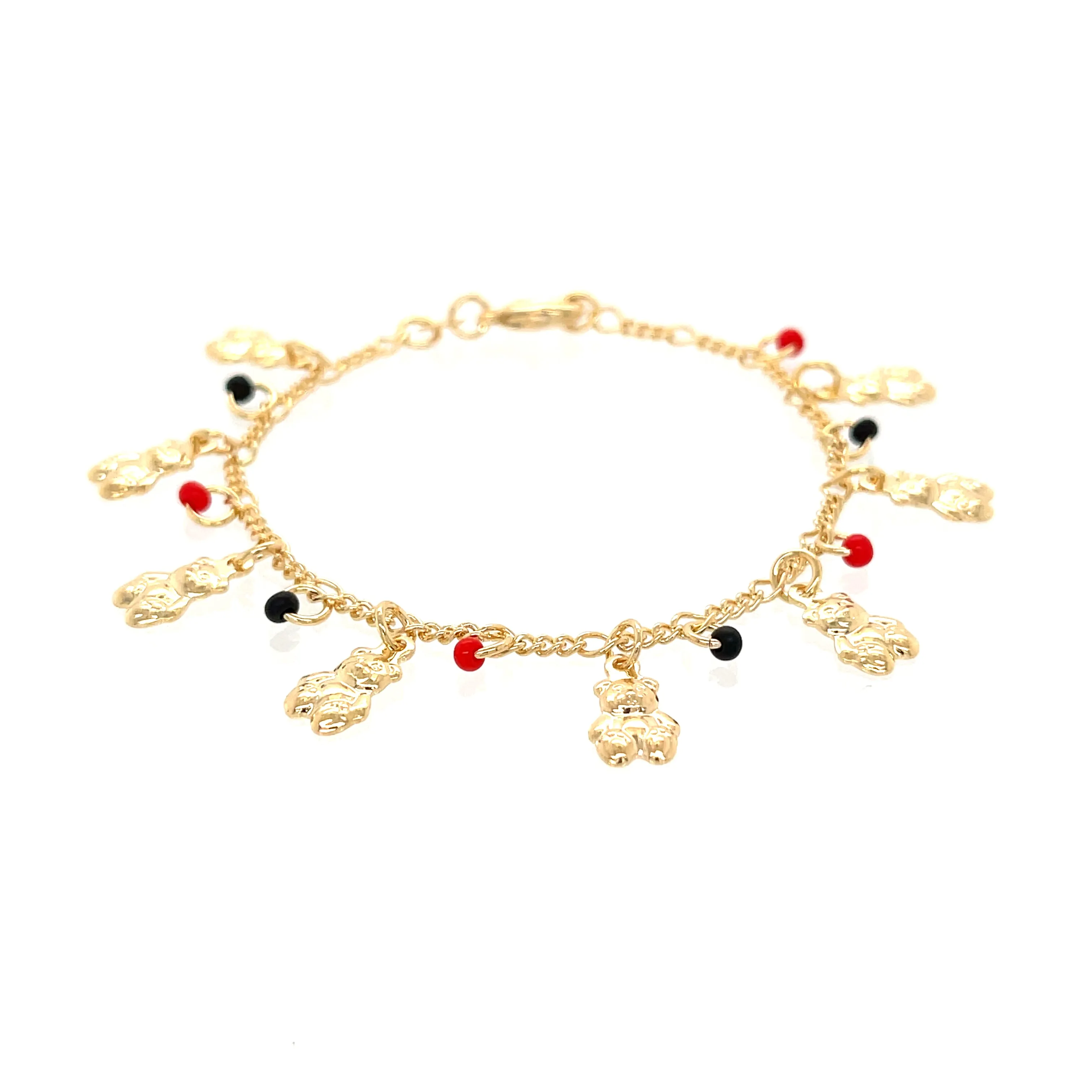 Teddy Bears Red and Black Lucky Charms Baby Bracelet