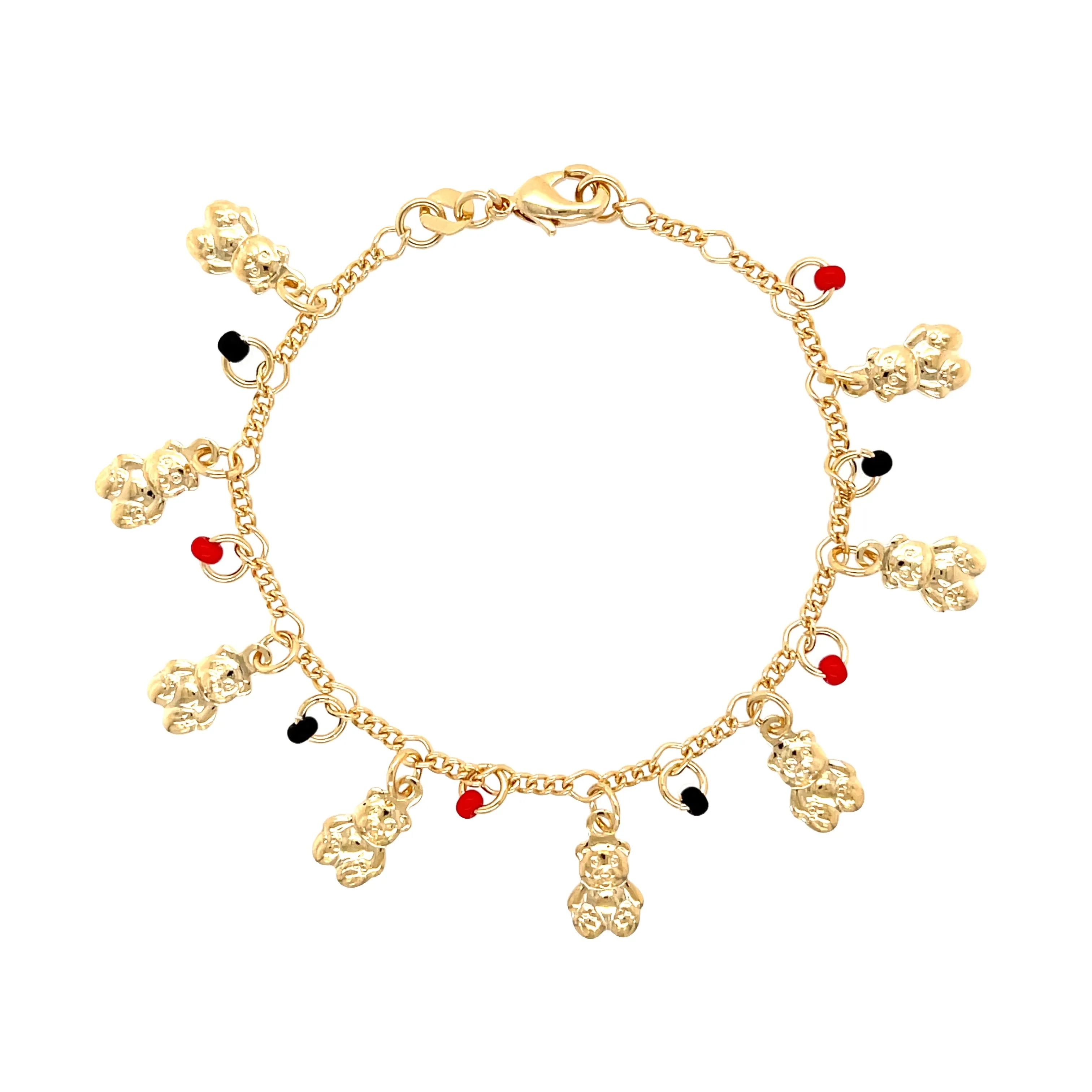 Teddy Bears Red and Black Lucky Charms Baby Bracelet