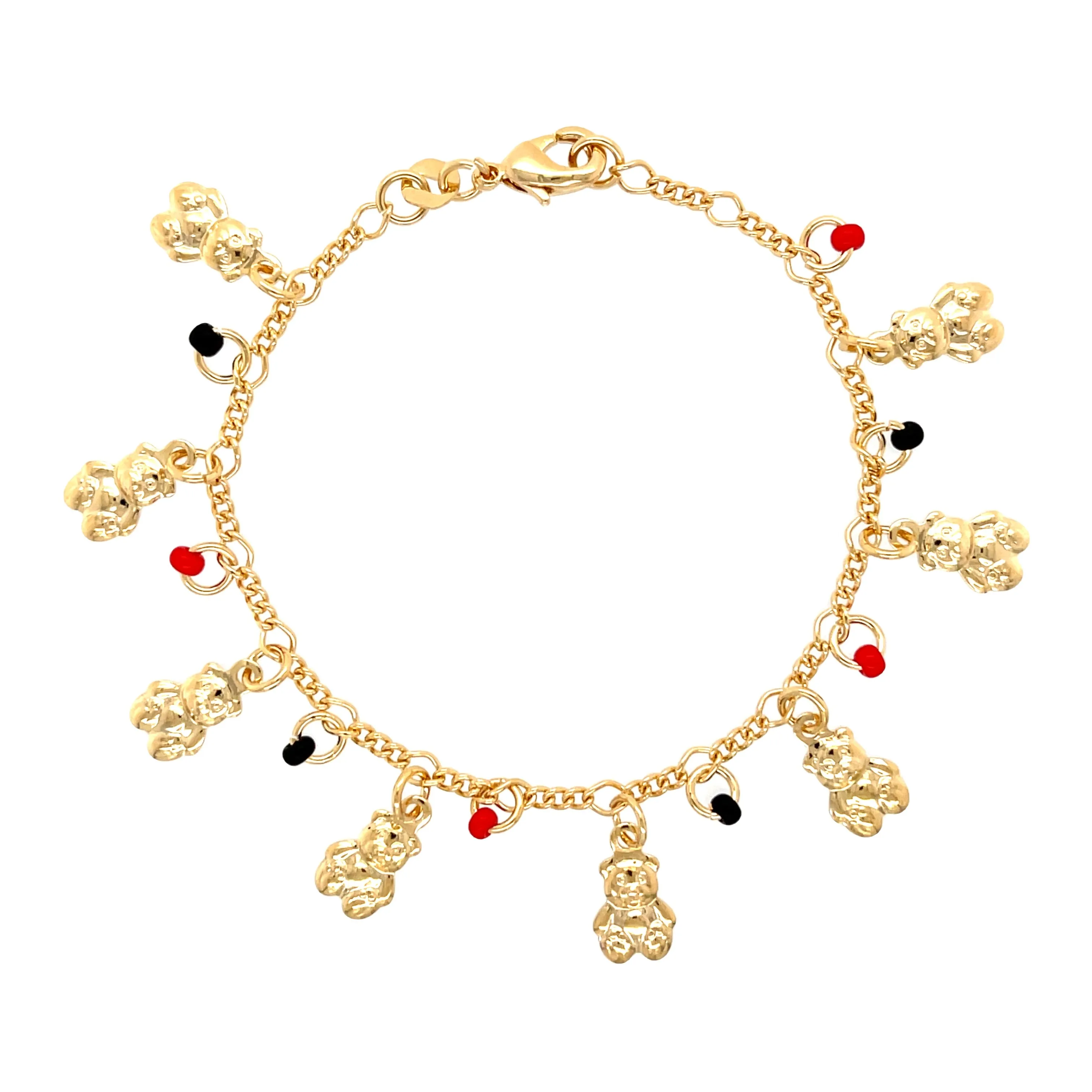 Teddy Bears Red and Black Lucky Charms Baby Bracelet