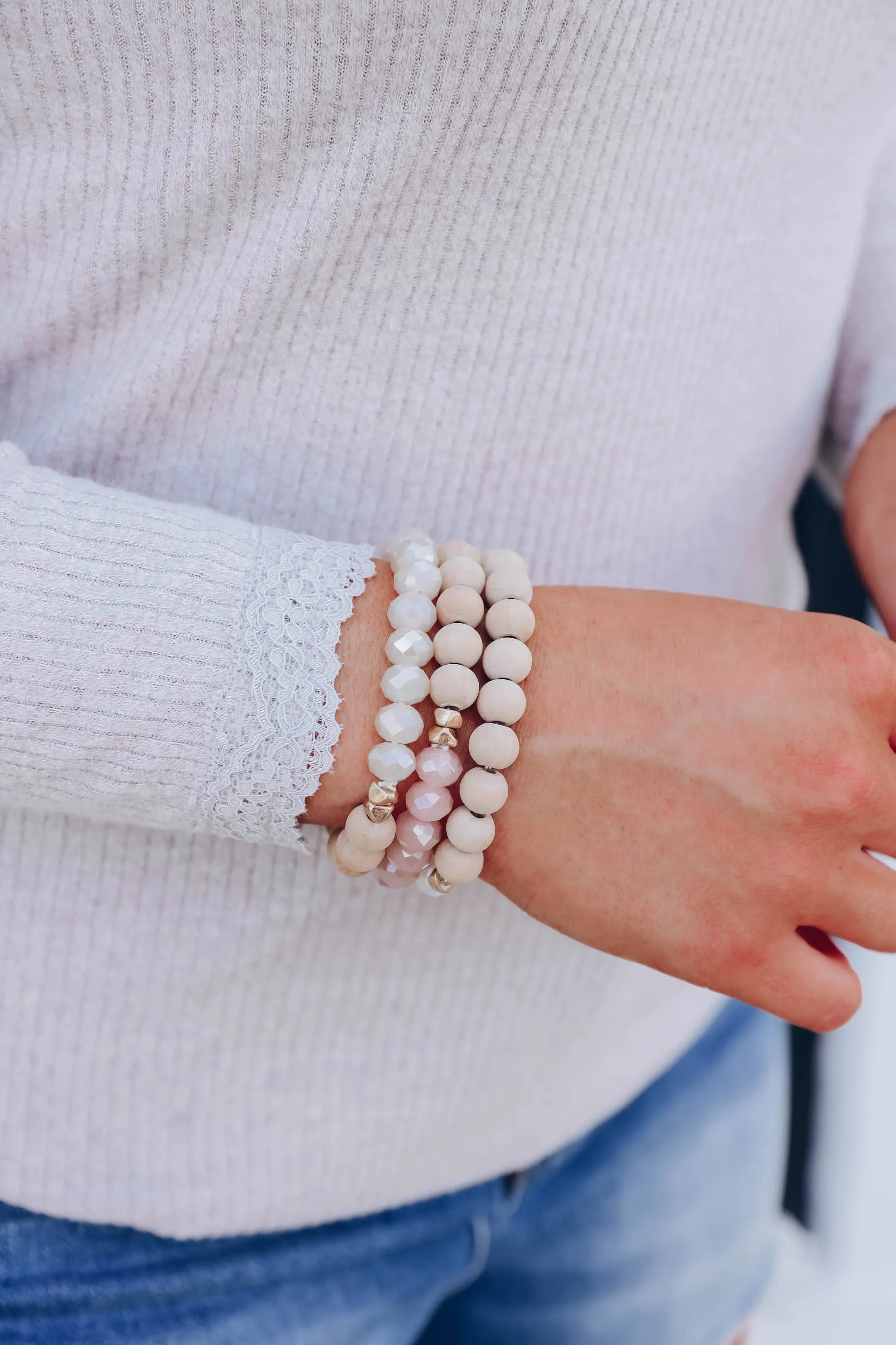 That's A Wrap Stack Bracelet Set - Natural/Pink