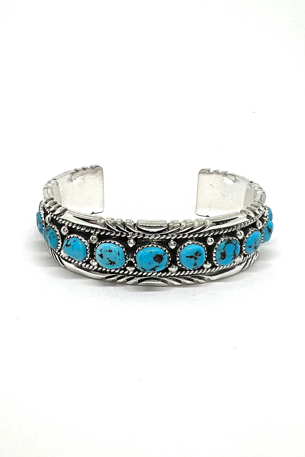 Thomas Francisco Mens Kingman Turquoise Row Cuff Bracelet