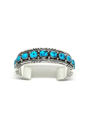 Thomas Francisco Mens Kingman Turquoise Row Cuff Bracelet