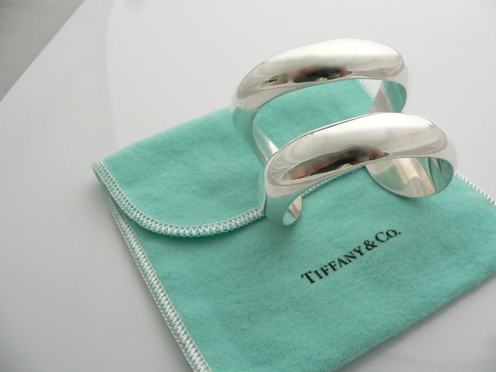 Tiffany & Co Silver Peretti Double Open Center Cuff Bangle Bracelet Gift Love
