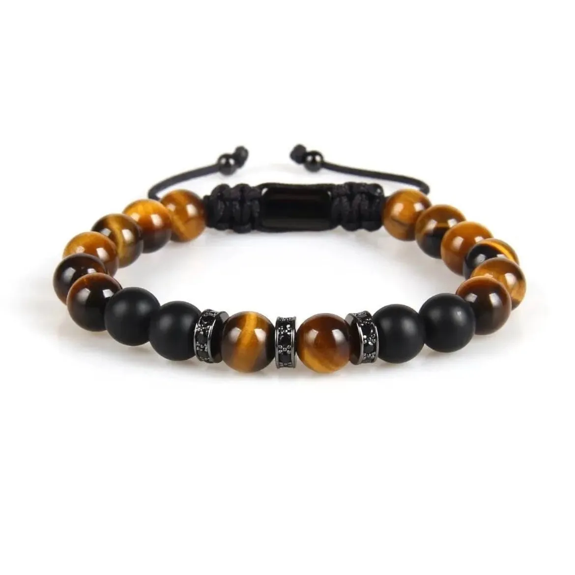Tiger Eye & Black Onyx Beads Bracelet
