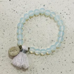 TM. Moon Bead Coin & Tassel Bracelet
