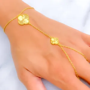 Trendy Dynamic 21k Gold Finger Bracelet