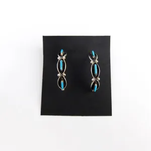 Turquoise Needlepoint Hoop Earrings