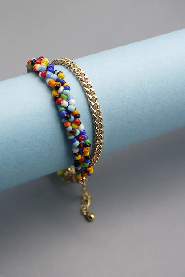 TWISTED ROWS OF SEEDBEAD  MULTI LAYER BRACELET  31B22699