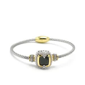 TWO TONE BLACK CRYSTAL CLASSIC CABLE BRACELET # 42269BR-TJT  (FF27)