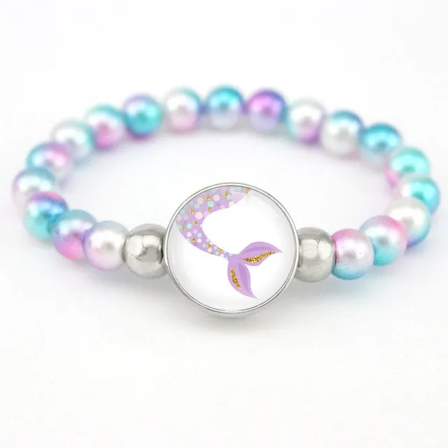 Unicorn Beads Bracelets 18mm Snap Holder Buttons Dome Cabochon Flamingos Charms Trendy Bracelets Girls Women Boy Jewelry Gift
