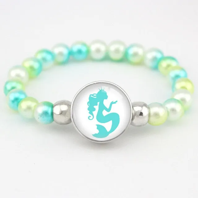 Unicorn Beads Bracelets 18mm Snap Holder Buttons Dome Cabochon Flamingos Charms Trendy Bracelets Girls Women Boy Jewelry Gift
