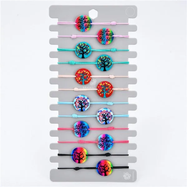 Unicorn Tree of Life Charms Elastic Bracelet Bangle For Women Child Bohemian Jewelry Gift Braided Rope Bracelets 12pcs/set