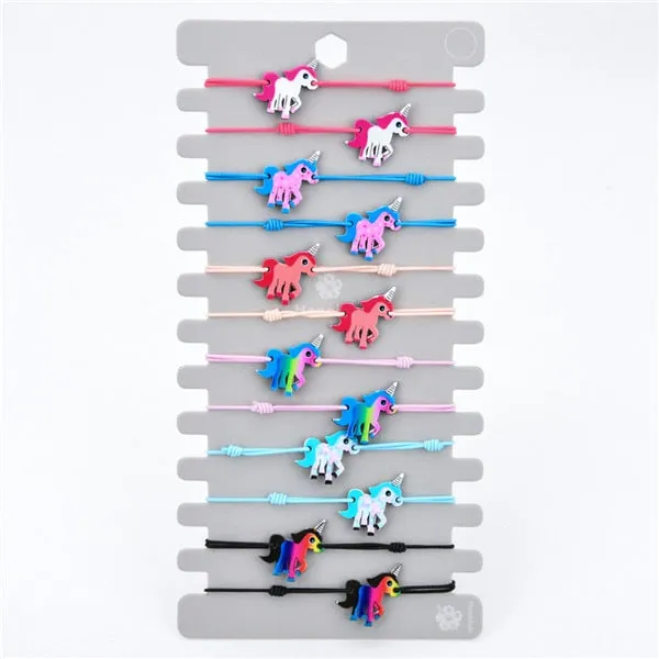 Unicorn Tree of Life Charms Elastic Bracelet Bangle For Women Child Bohemian Jewelry Gift Braided Rope Bracelets 12pcs/set