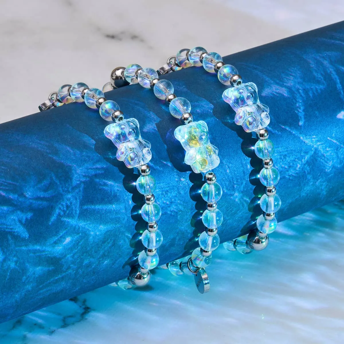 Unicorn White | Silver | Double Shimmer Bear Bracelet
