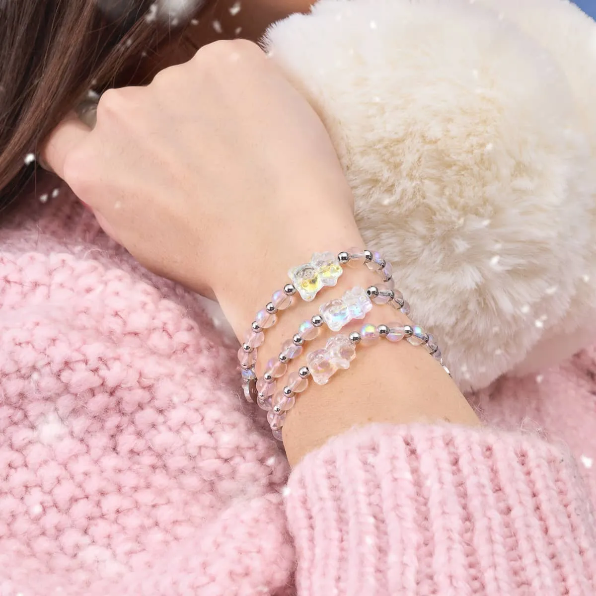 Unicorn White | Silver | Double Shimmer Bear Bracelet