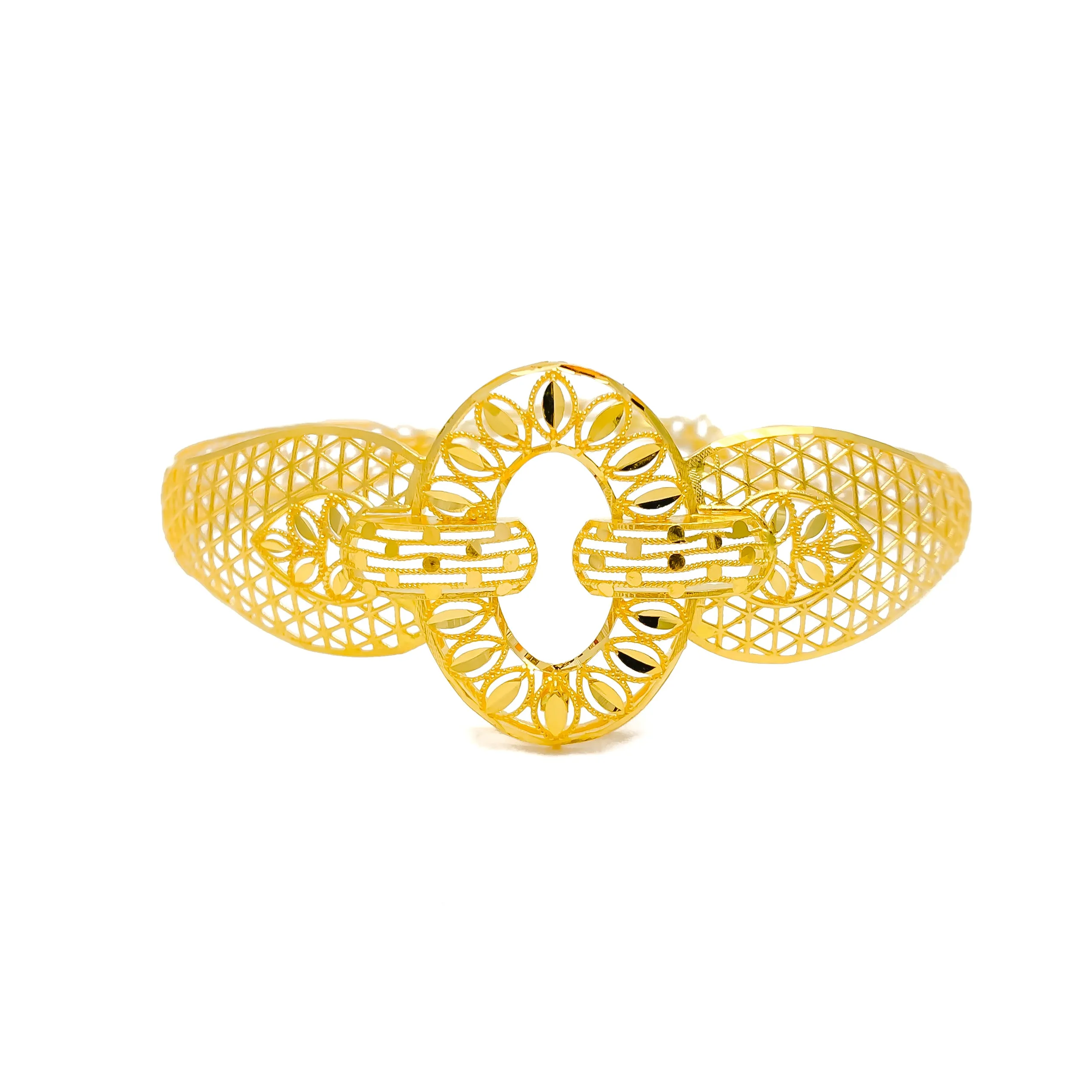 Unique Captivating 22k Gold Leaf Bangle Bracelet