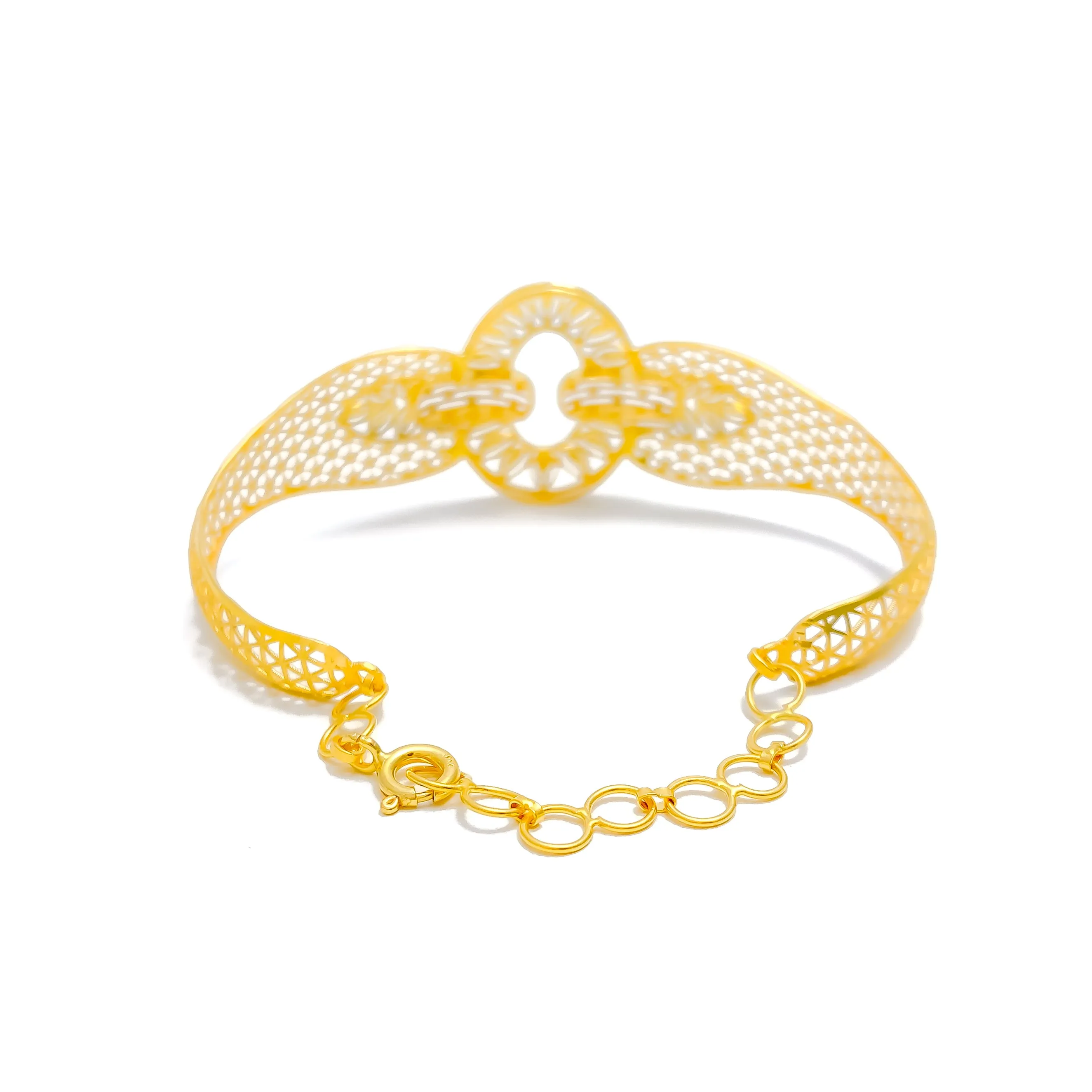 Unique Captivating 22k Gold Leaf Bangle Bracelet