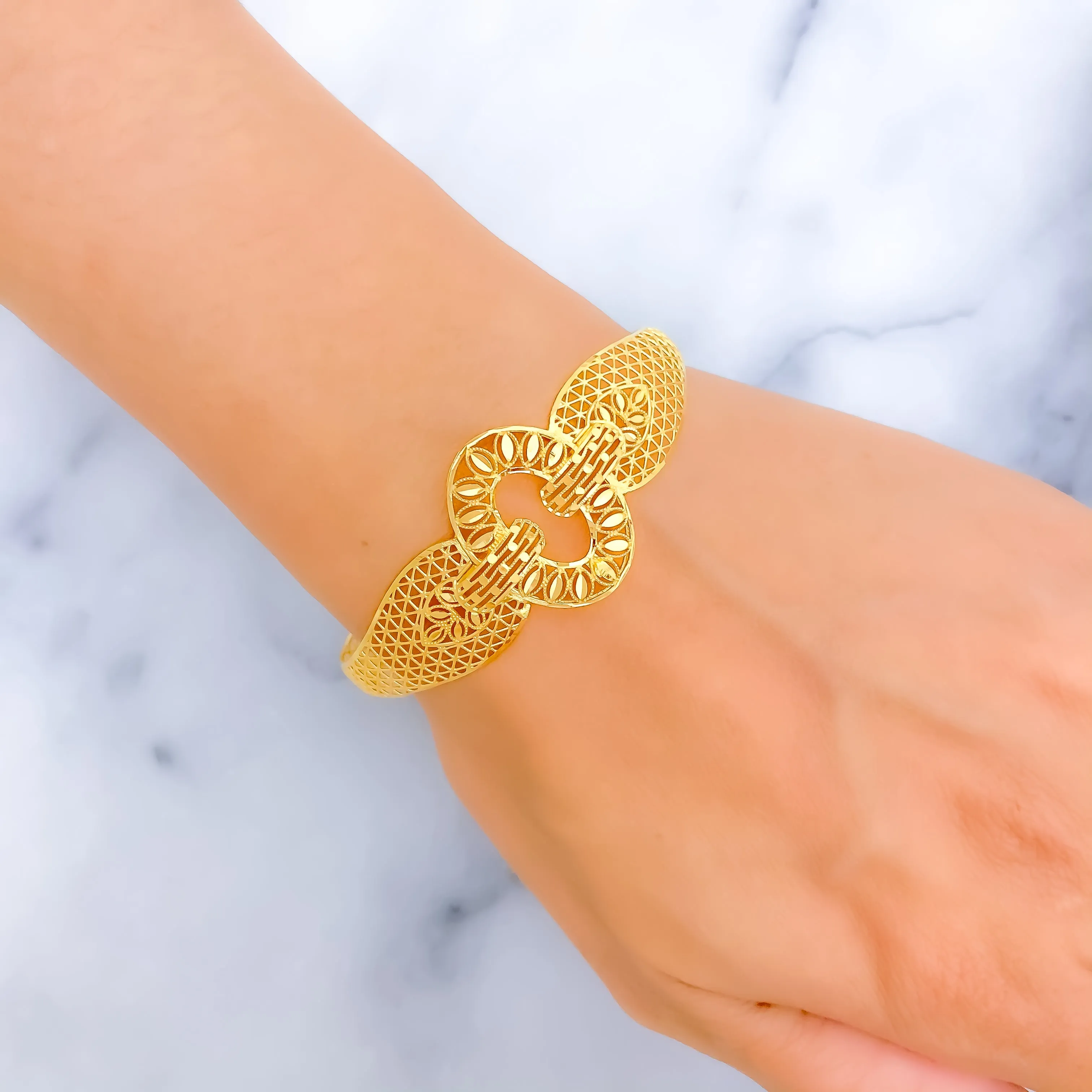Unique Captivating 22k Gold Leaf Bangle Bracelet