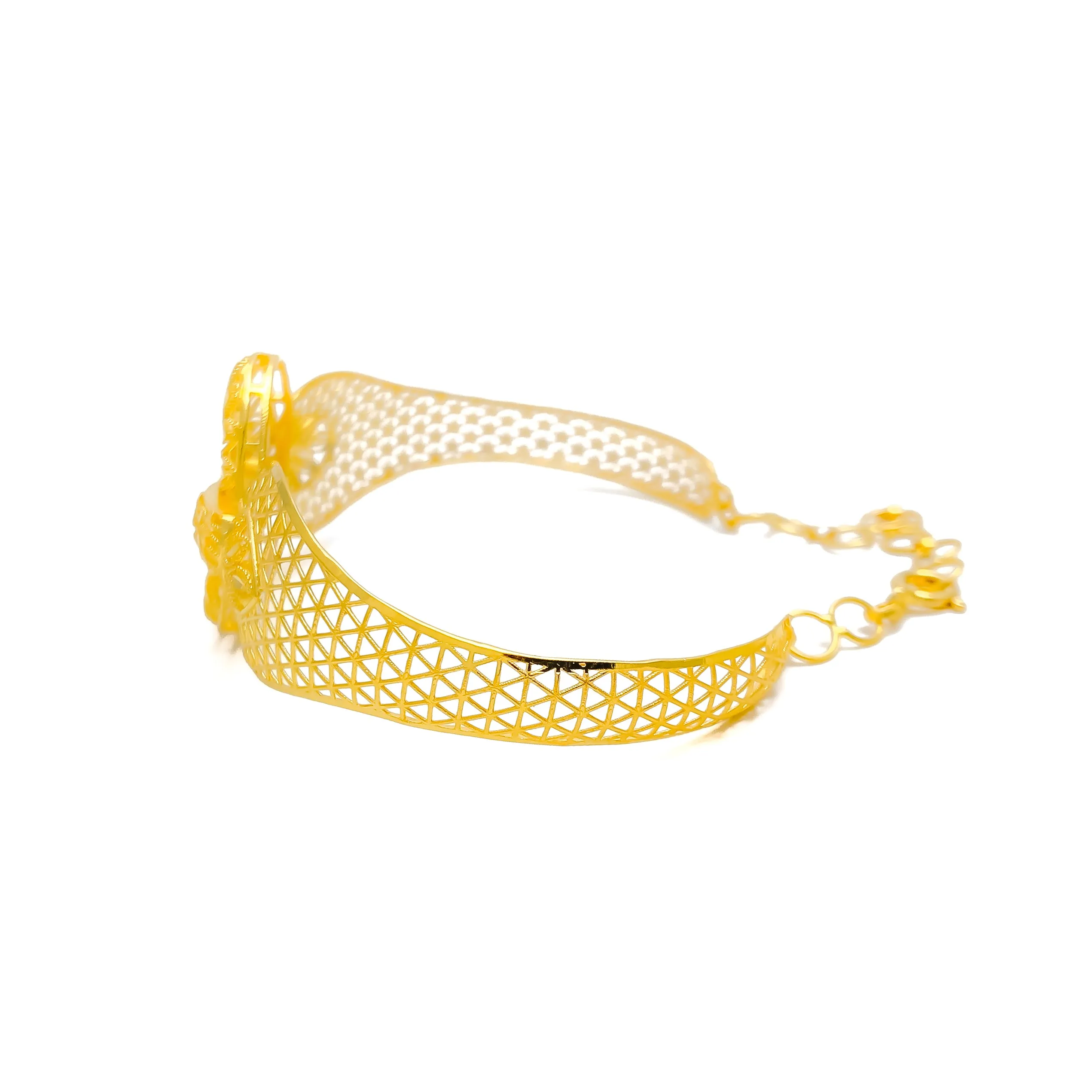 Unique Captivating 22k Gold Leaf Bangle Bracelet