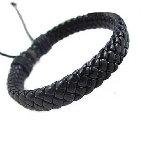 Unisex Leather Bracelet Bangle Cuff Rope Adjustable Good Gifts for Friends Parents Children