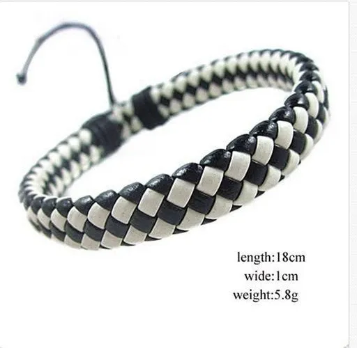 Unisex Leather Bracelet Bangle Cuff Rope Adjustable Good Gifts for Friends Parents Children