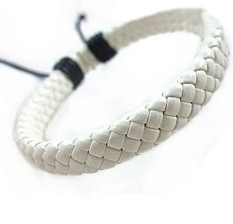 Unisex Leather Bracelet Bangle Cuff Rope Adjustable Good Gifts for Friends Parents Children