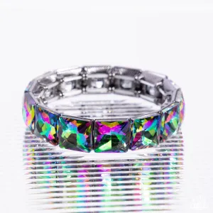 Upscale Funk - Multi - Square Cut Oil Spill Gem Paparazzi Stretchy Bracelet