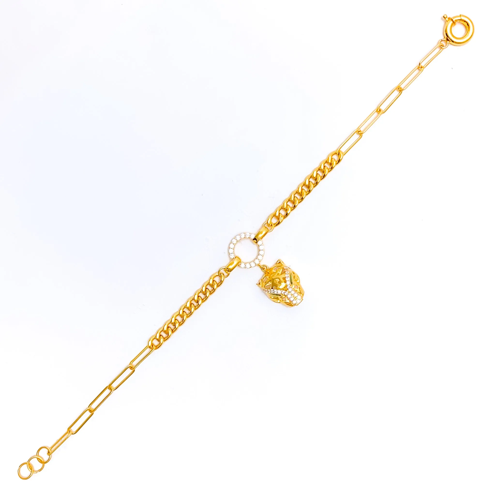 Vibrant Adorned 21k Gold CZ Bracelet