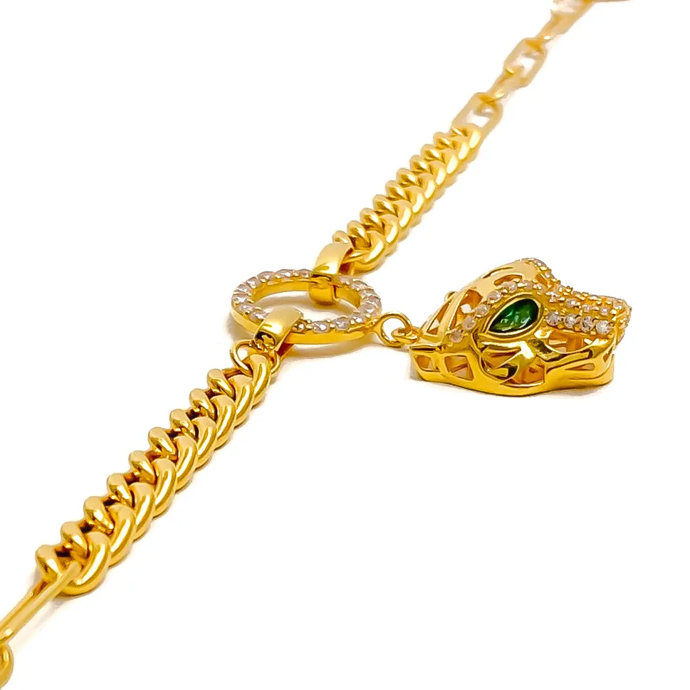 Vibrant Adorned 21k Gold CZ Bracelet