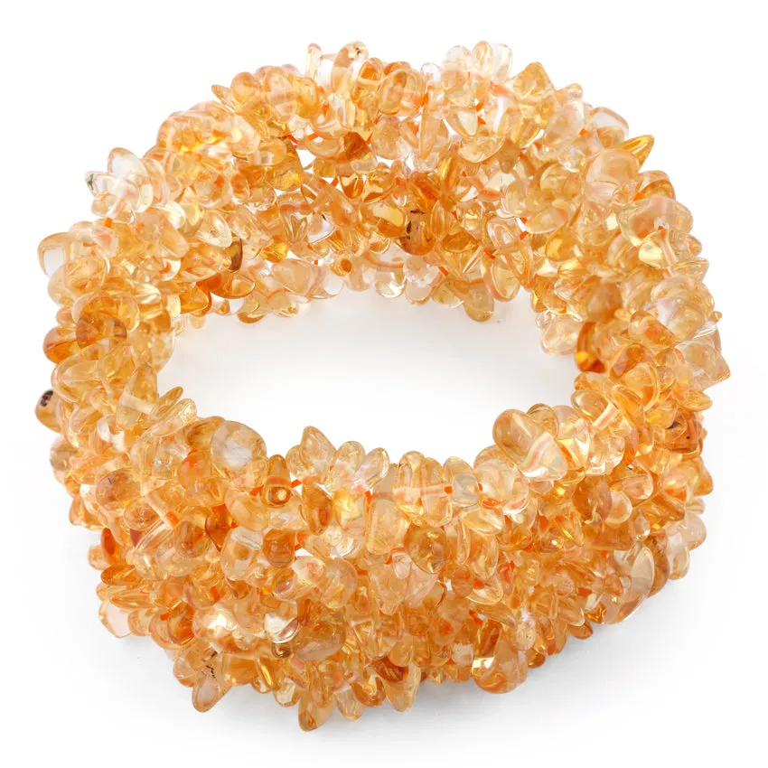 Wide Chips Citrine (Heating) Elastic Bracelet