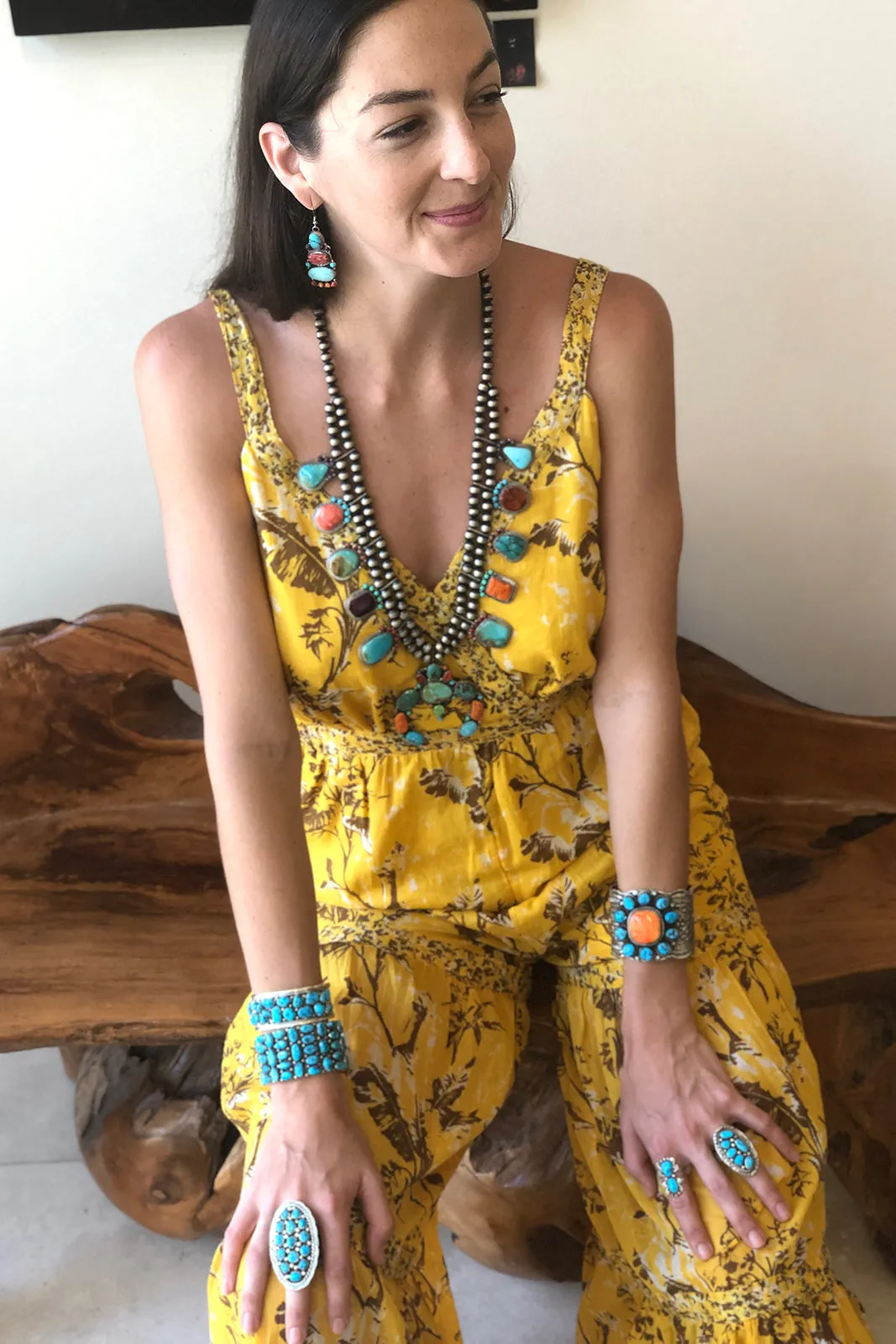 Wide Turquoise and Orange Spiny Oyster Cuff Bracelet