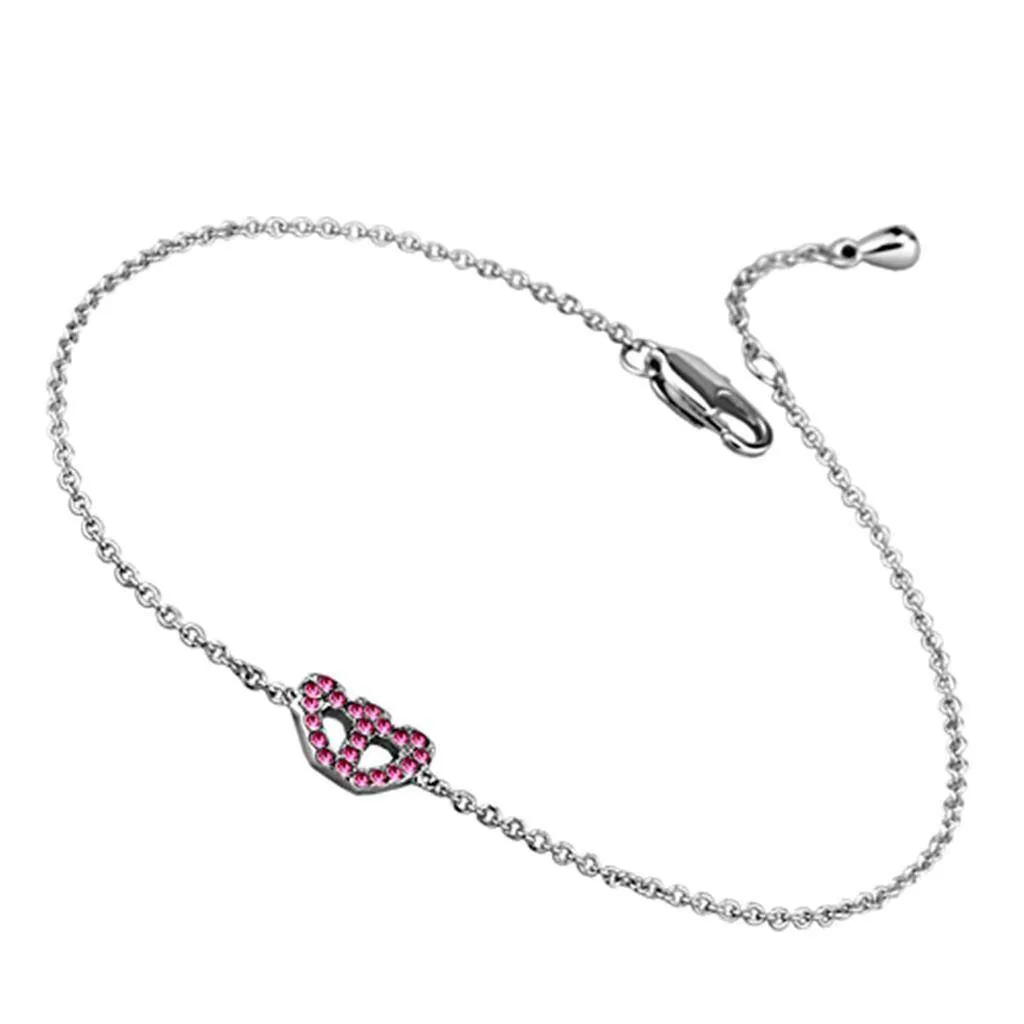 Women's Bracelets - LO3229 - Rhodium Brass Bracelet with