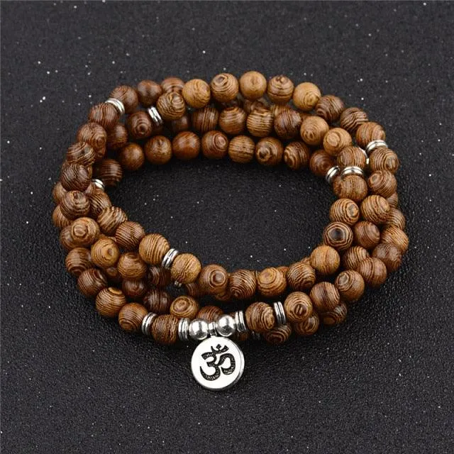 Wooden Beaded Buddha Bracelet/Necklace