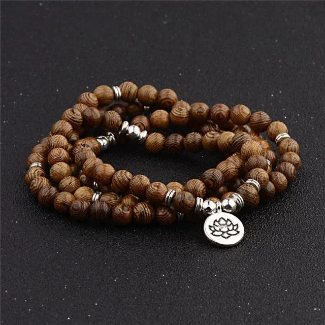 Wooden Beaded Buddha Bracelet/Necklace