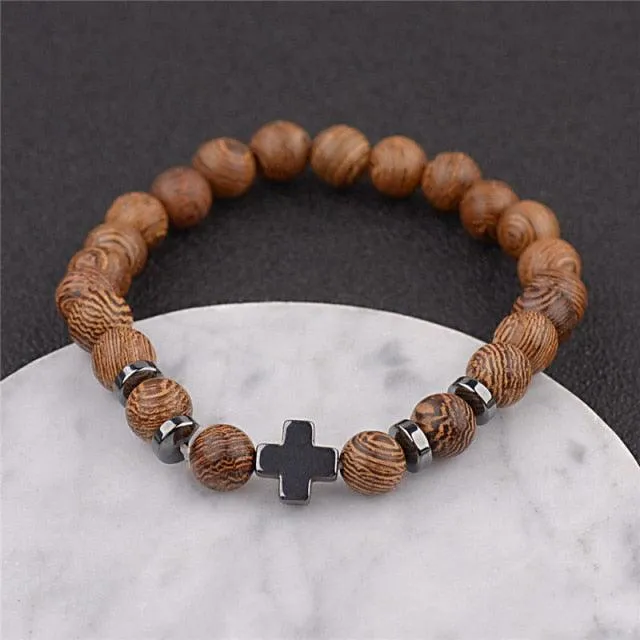 Wooden Beaded Buddha Bracelet/Necklace