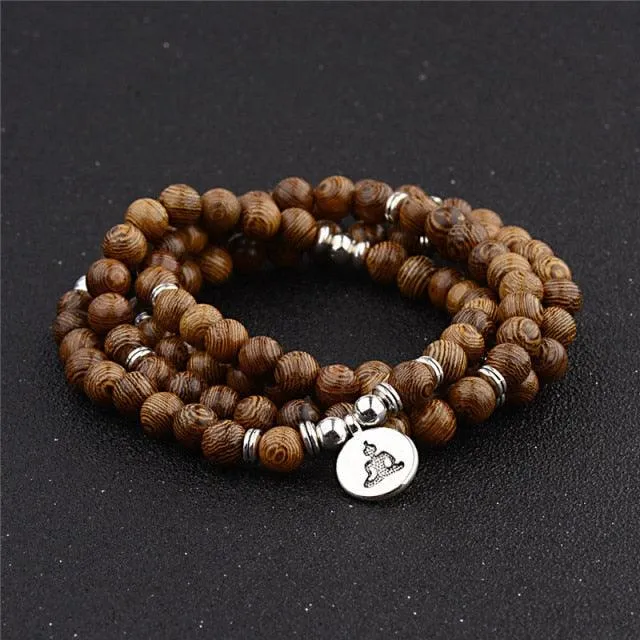Wooden Beaded Buddha Bracelet/Necklace