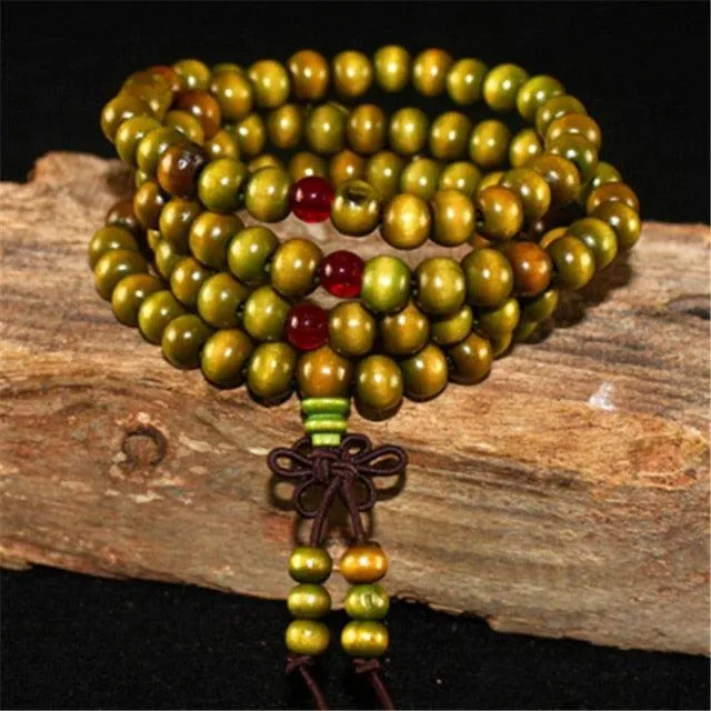 Wooden Beaded Buddha Bracelet/Necklace