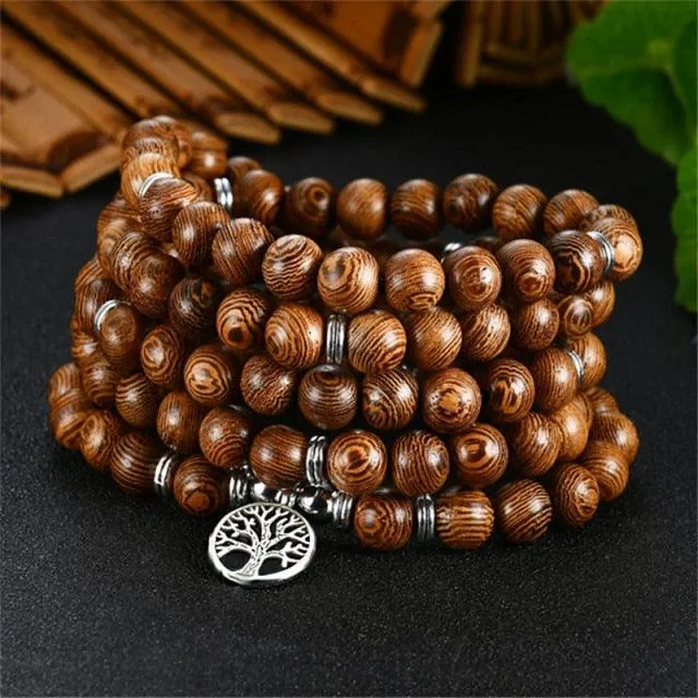 Wooden Beaded Buddha Bracelet/Necklace