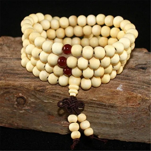 Wooden Beaded Buddha Bracelet/Necklace