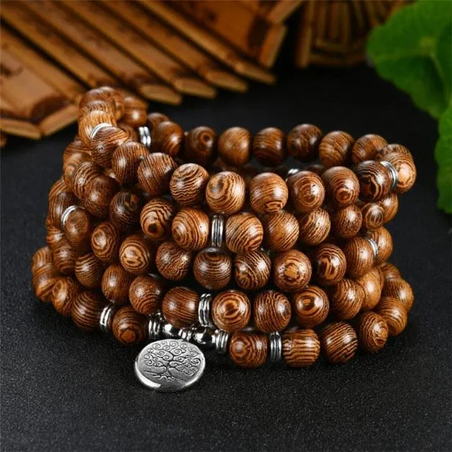 Wooden Beaded Buddha Bracelet/Necklace